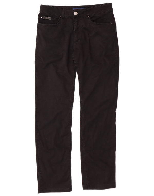 TRUSSARDI Mens Straight Casual Trousers W32 L30 Black Cotton