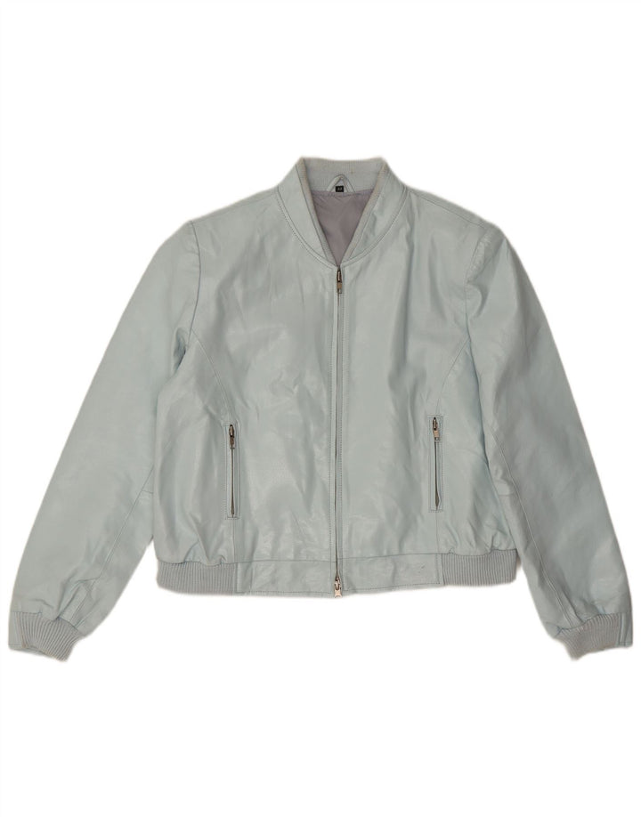 Vintage ženska bomber jakna od umjetne kože IT 44 Srednje plava