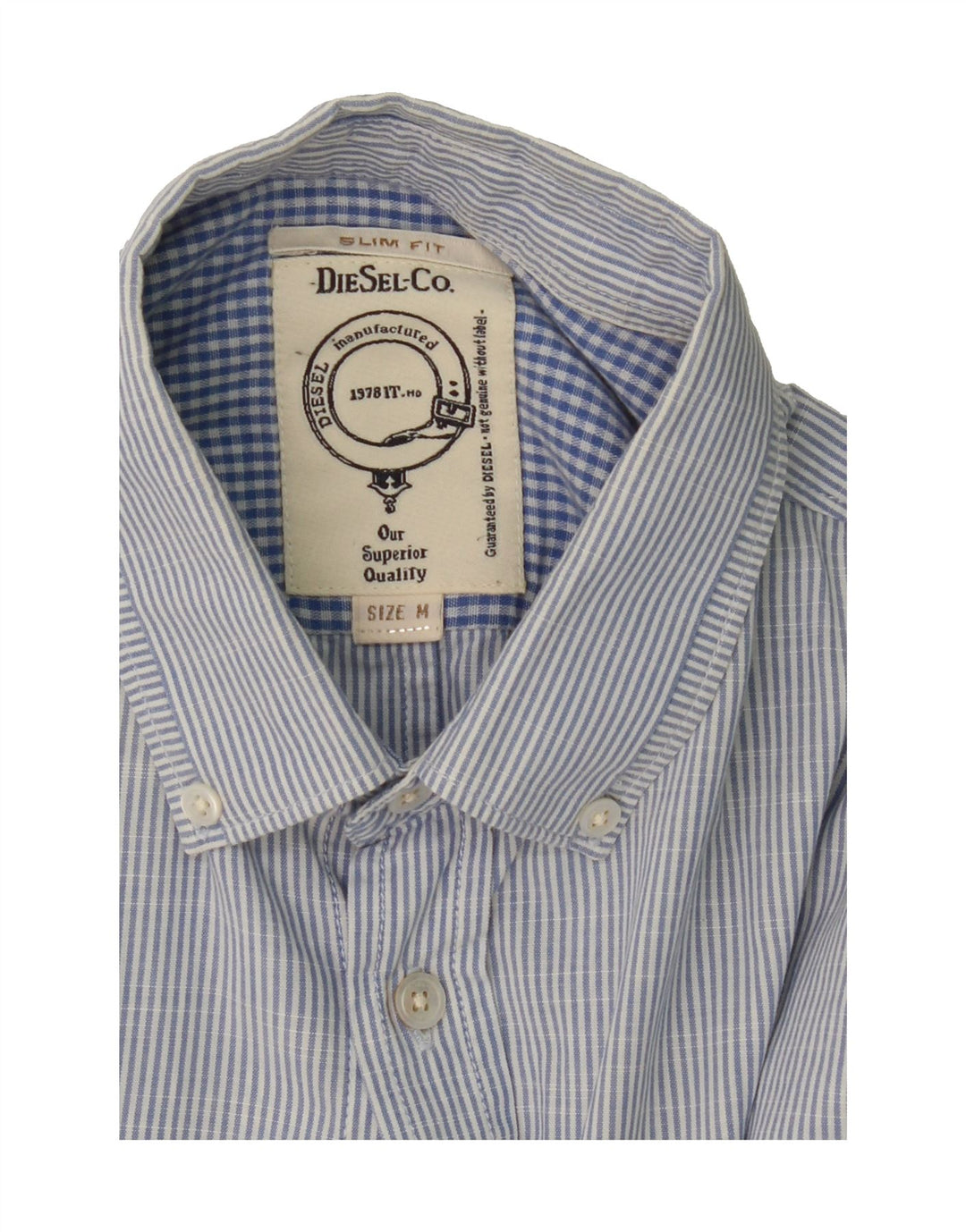 DIESEL Mens Slim Fit Shirt Medium Blue Pinstripe Vintage Diesel and Second-Hand Diesel from Messina Hembry 
