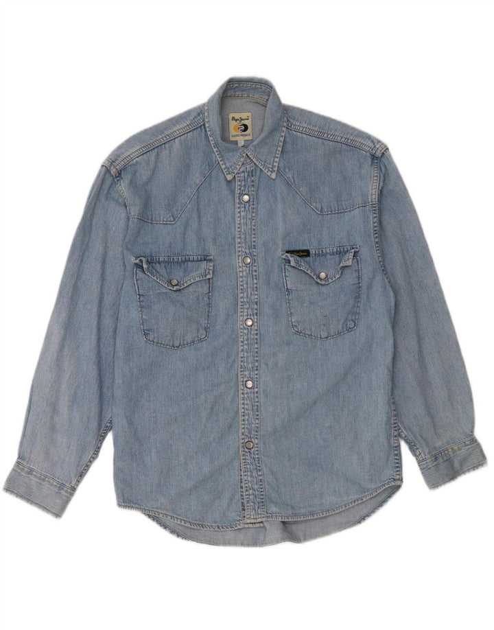 PEPE JEANS Mens Denim Shirt Medium Blue Cotton