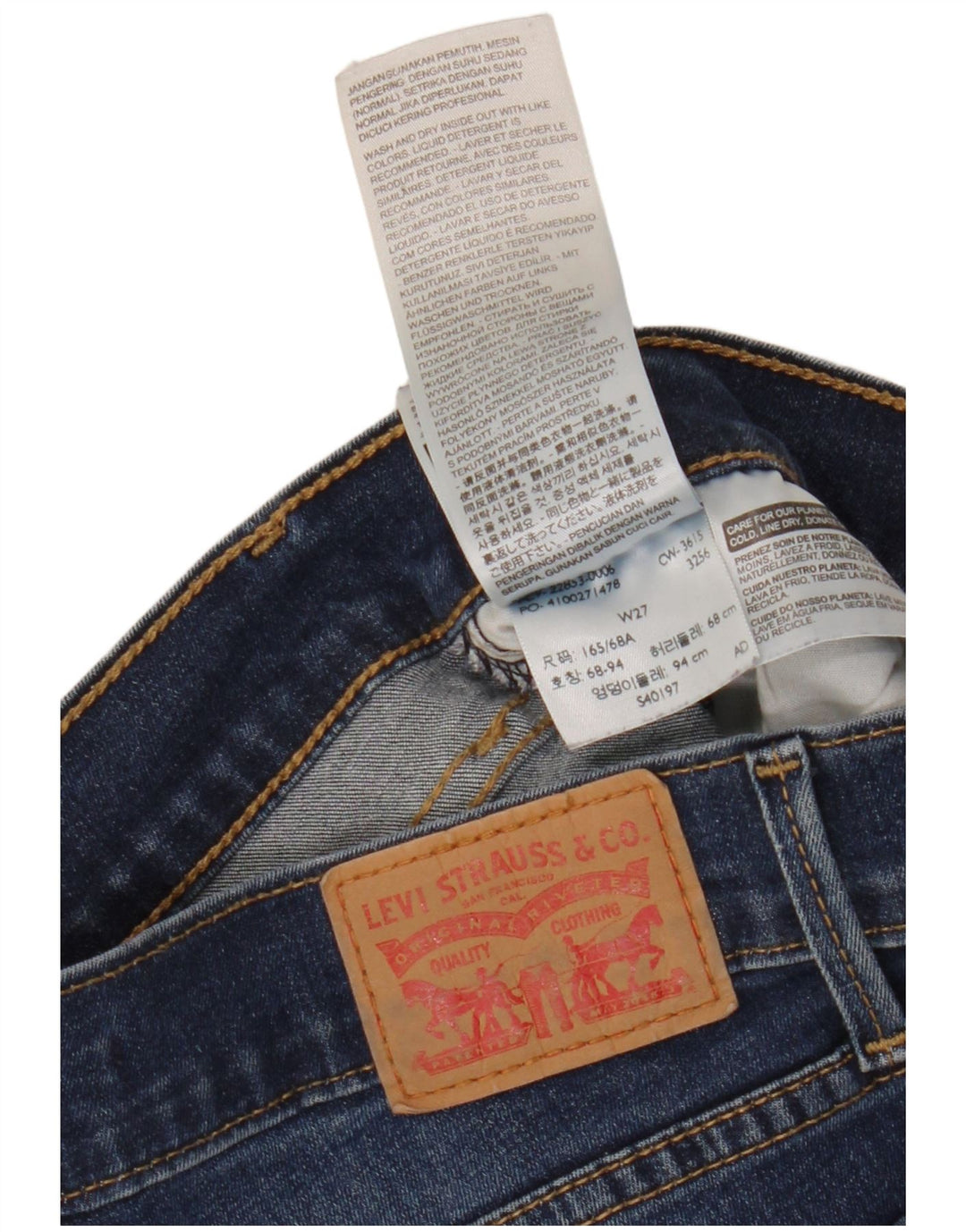 LEVI'S ženske 710 super uske traperice W27 L25 tamnoplavi pamuk