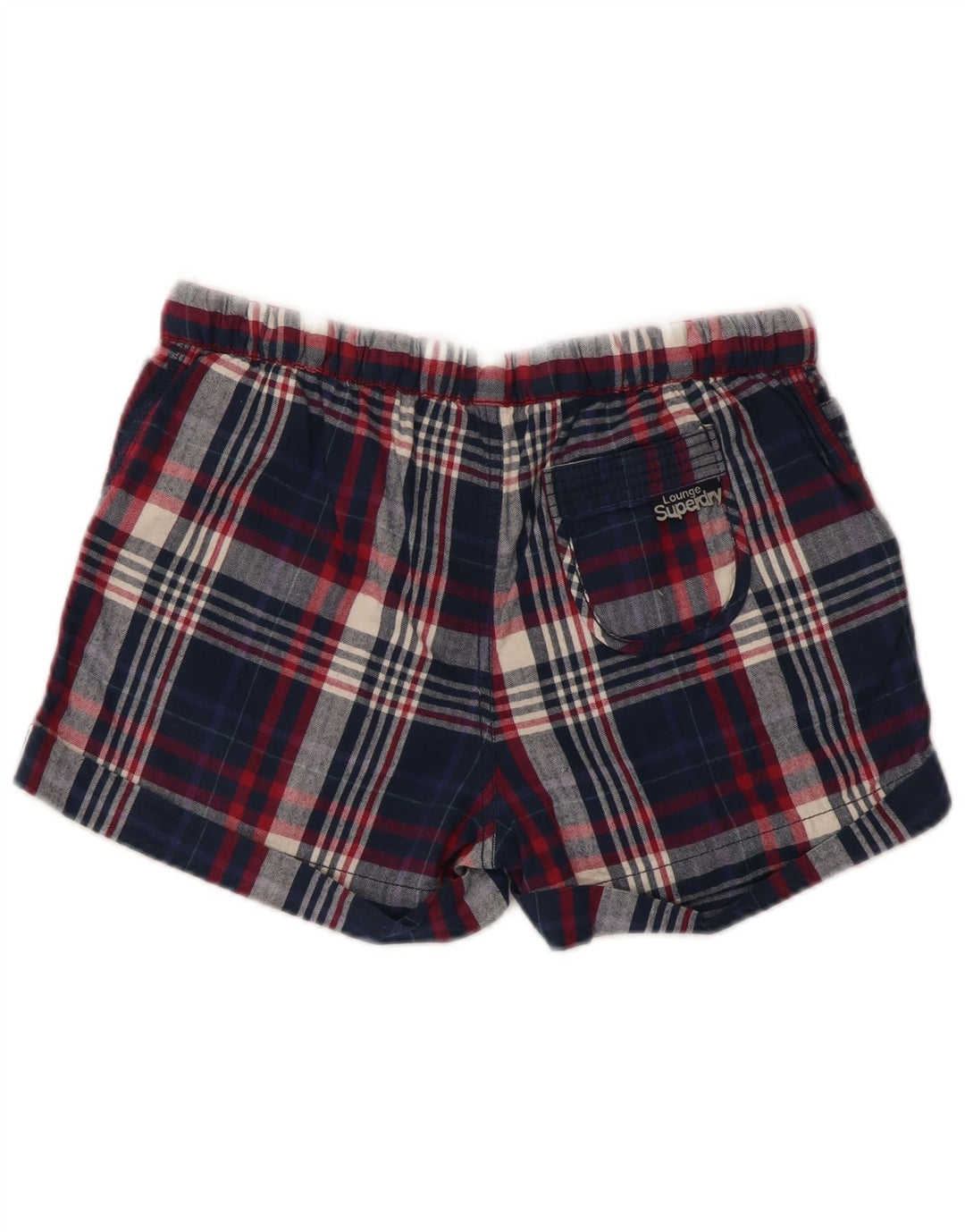 Superdry ženske vruće hlačice male W28 tamnoplavi karirani pamuk