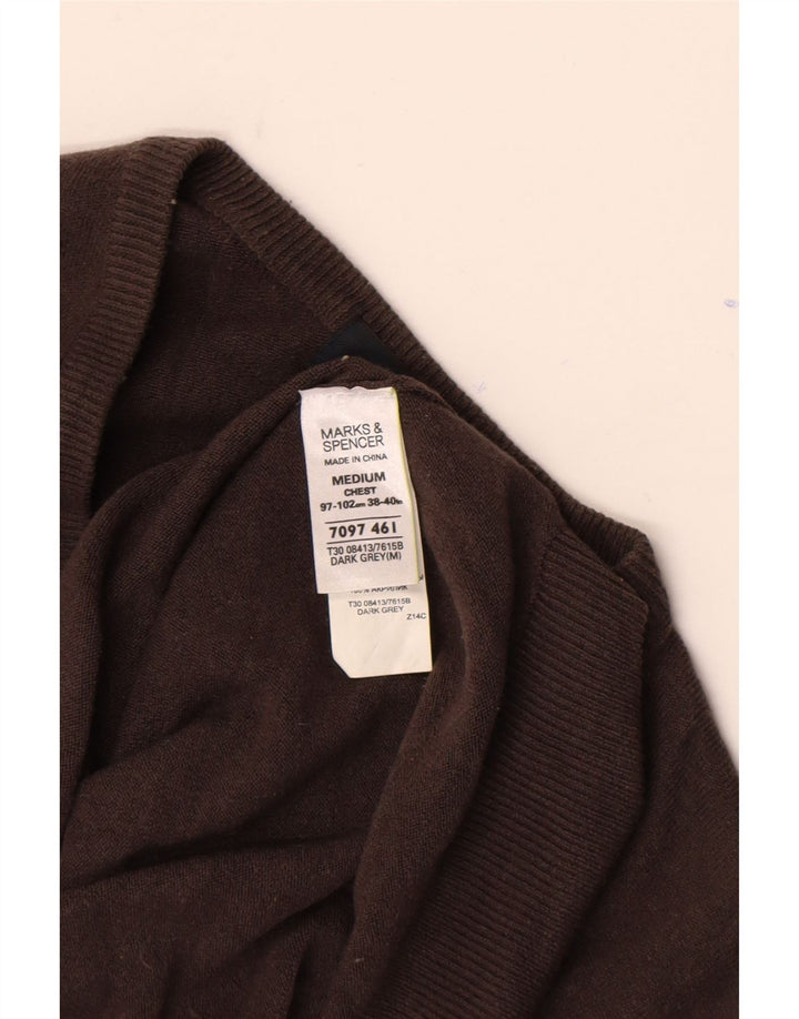 Marks & Spencer muški plavi Harbor džemper s V izrezom srednje smeđe boje