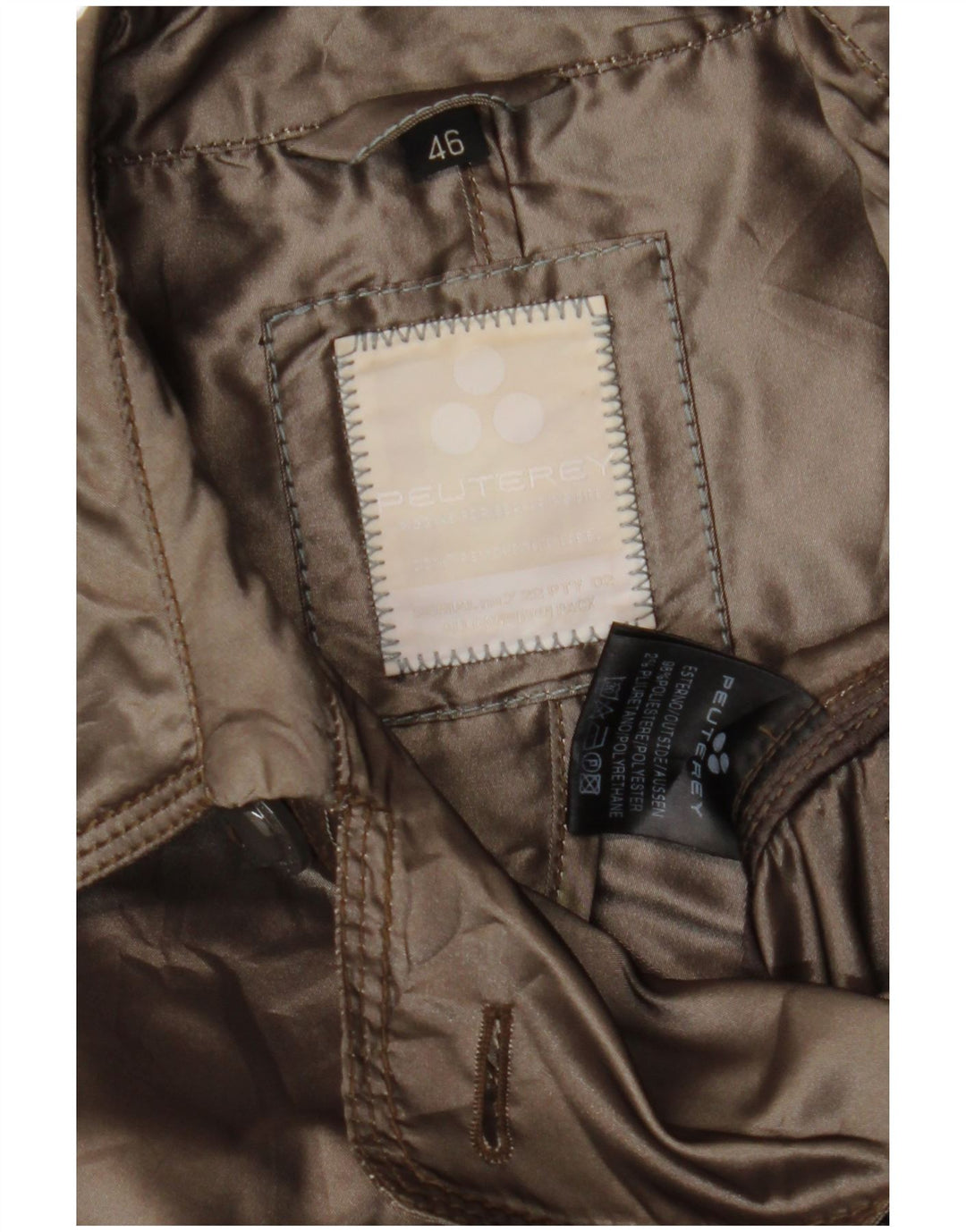 PEUTEREY Womens Pea Coat IT 46 Large Brown Polyester