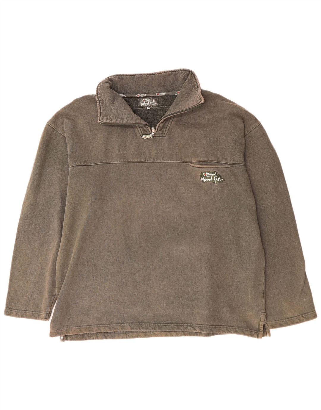 WEIRD FISH Muška majica s izrezom s patentnim zatvaračem XL, sivi pamuk