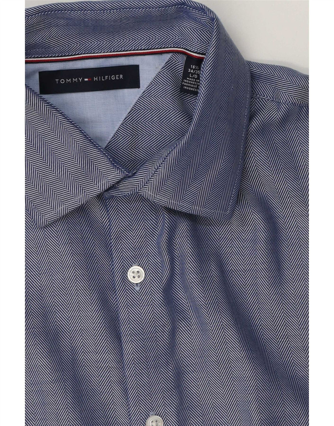 Tommy Hilfiger muška košulja veličina 16 1/2 velika plava riblja kost, pamuk