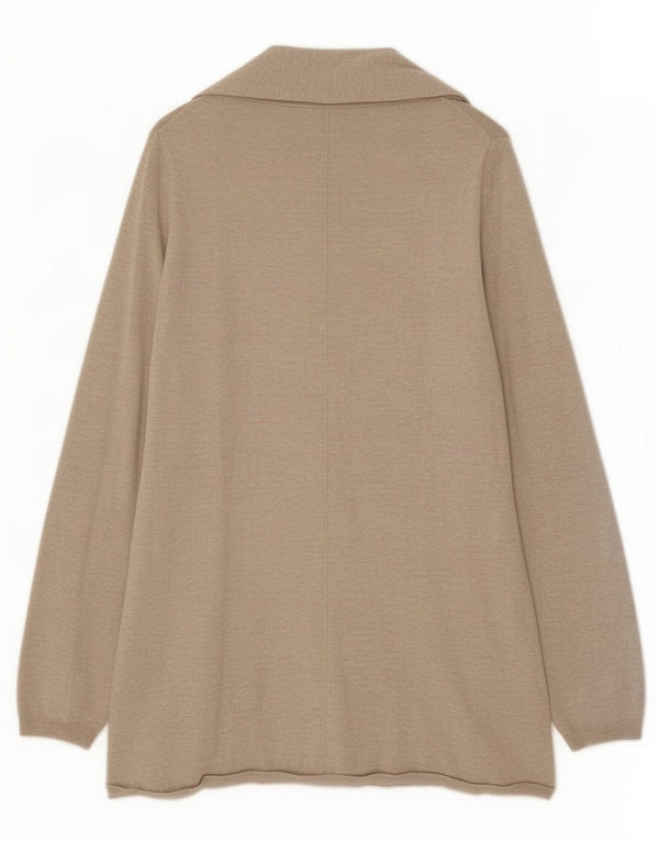 Zara ženski dugi otvoreni kardigan pulover UK 14 Large Beige Flecked