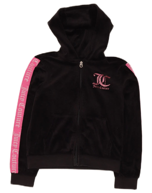 JUICY COUTURE Ženski pulover s kapuljačom s patentnim zatvaračem 9-10 godina, crni