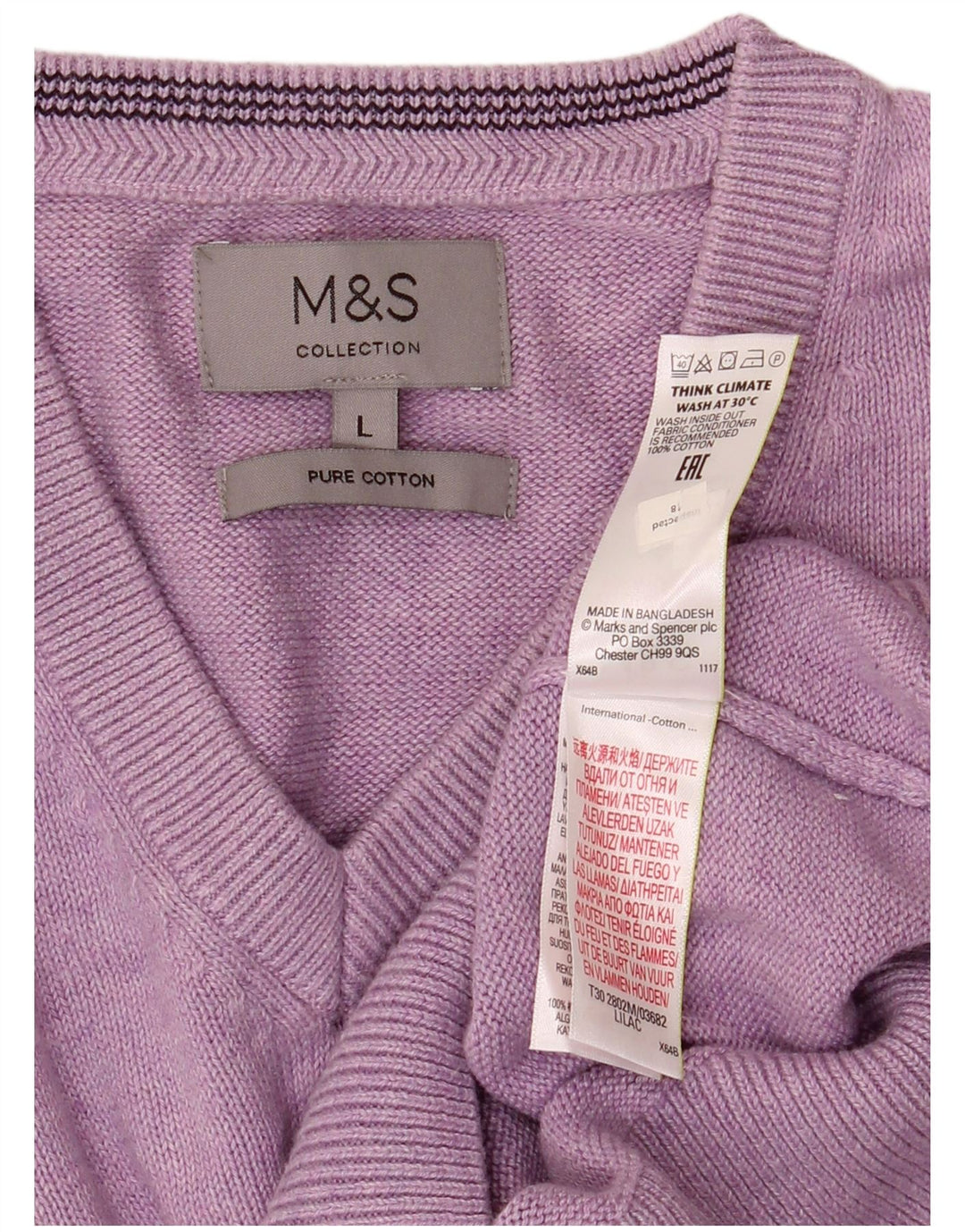 Marks & Spencer muški pulover s V-izrezom, veliki ljubičasti pamuk