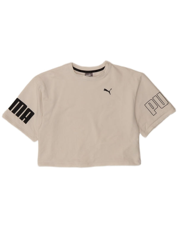Puma ženska majica kratkih rukava s velikim grafičkim kratkim rukavima UK 10 Small White Cotton