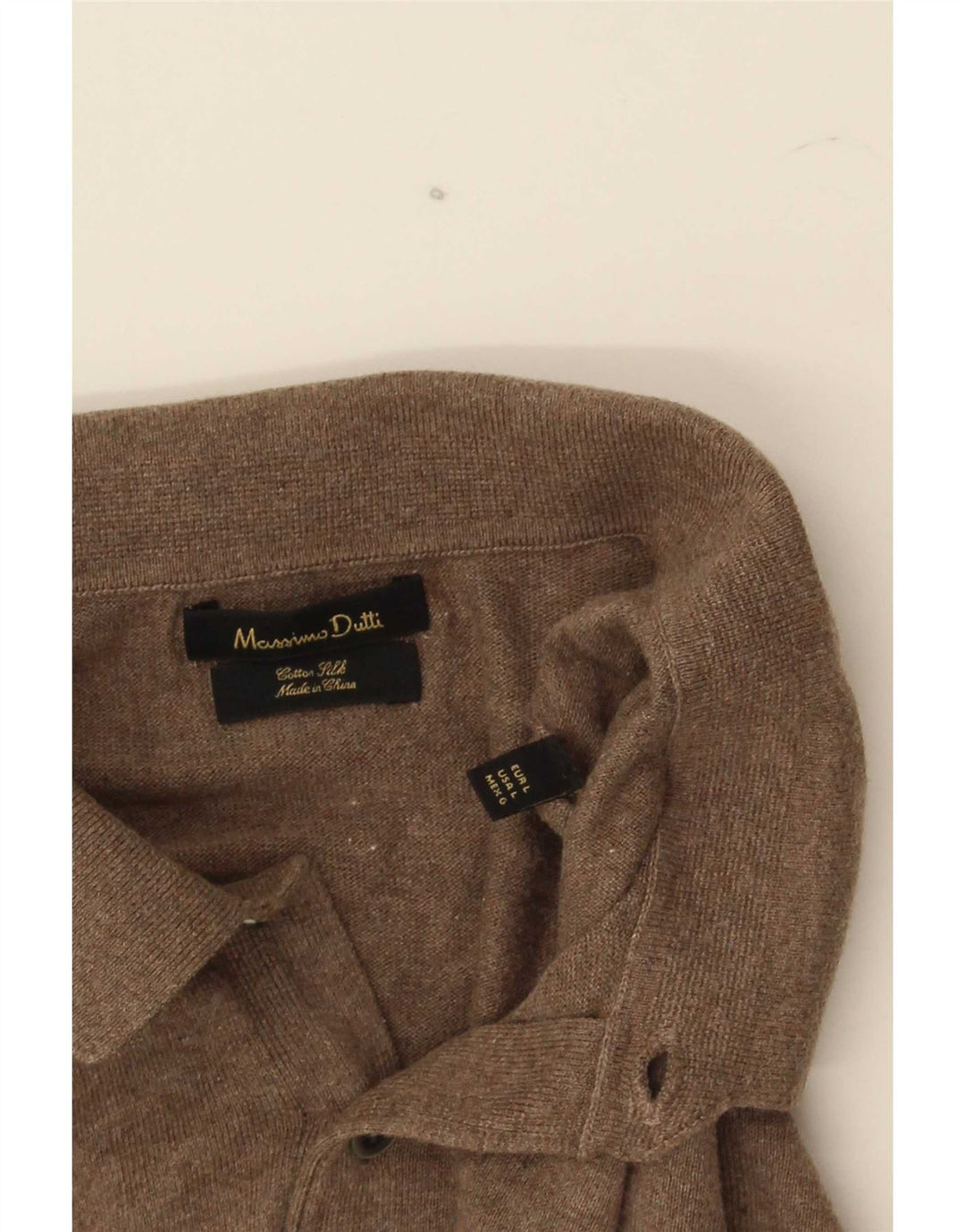Veliki smeđi pamuk, muški pulover s polo ovratnikom Massimo Dutti