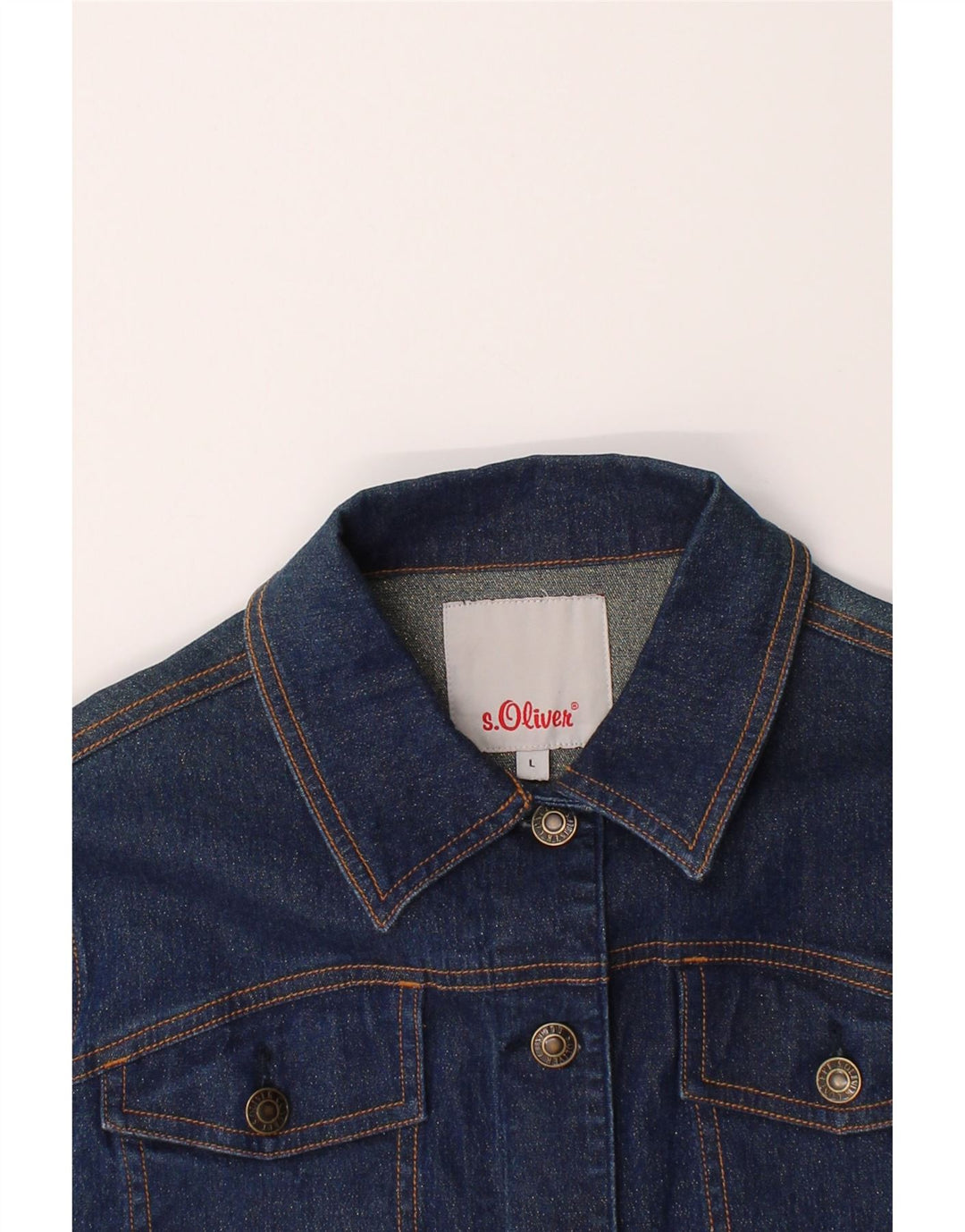 S.OLIVER Womens Denim Jacket UK 14 Large Navy Blue Cotton Vintage S.Oliver and Second-Hand S.Oliver from Messina Hembry 
