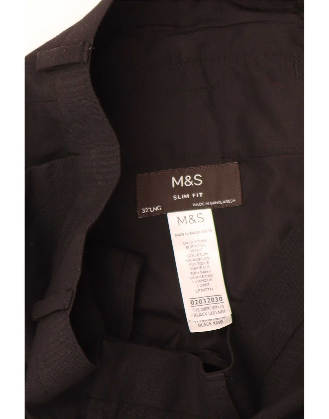 Marks & Spencer muške uske hlače W32 L33 crni poliester