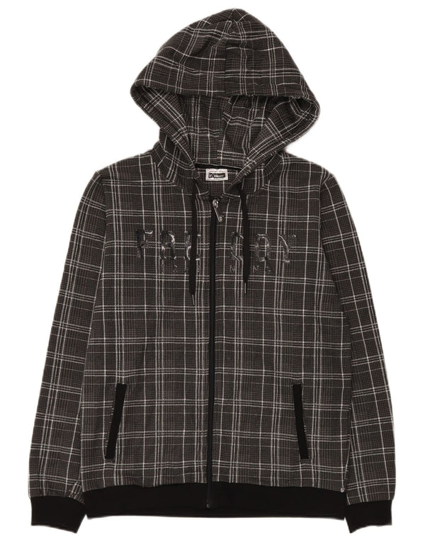 Freddy ženski pulover s kapuljačom s patentnim zatvaračem UK 10 Mali sivi karirani pamuk