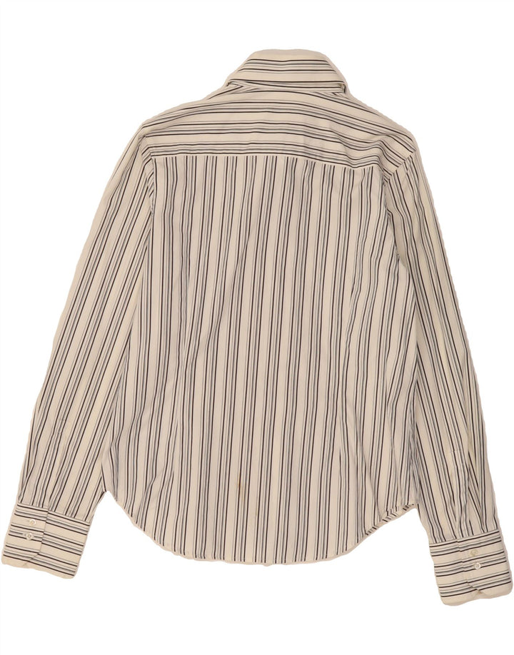 RENE LEZARD Womens Shirt IT 40 Small White Striped Cotton Vintage Rene Lezard and Second-Hand Rene Lezard from Messina Hembry 