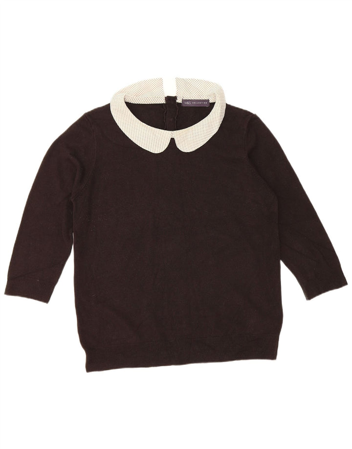 MARKS & SPENCER Womens Polo Neck Jumper Sweater UK 12 Medium Black
