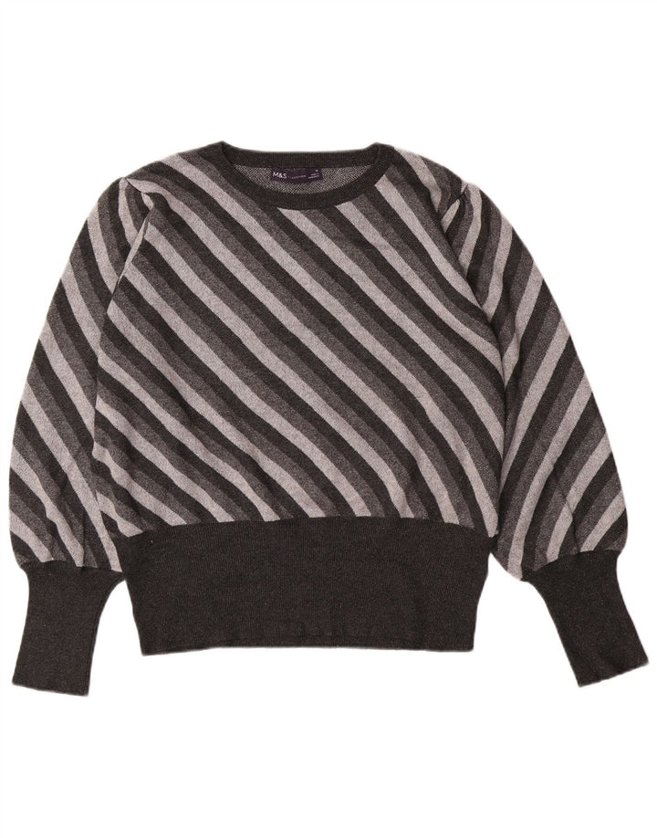 MARKS & SPENCER Ženski džemper s okruglim izrezom UK 18 XL sivo na pruge