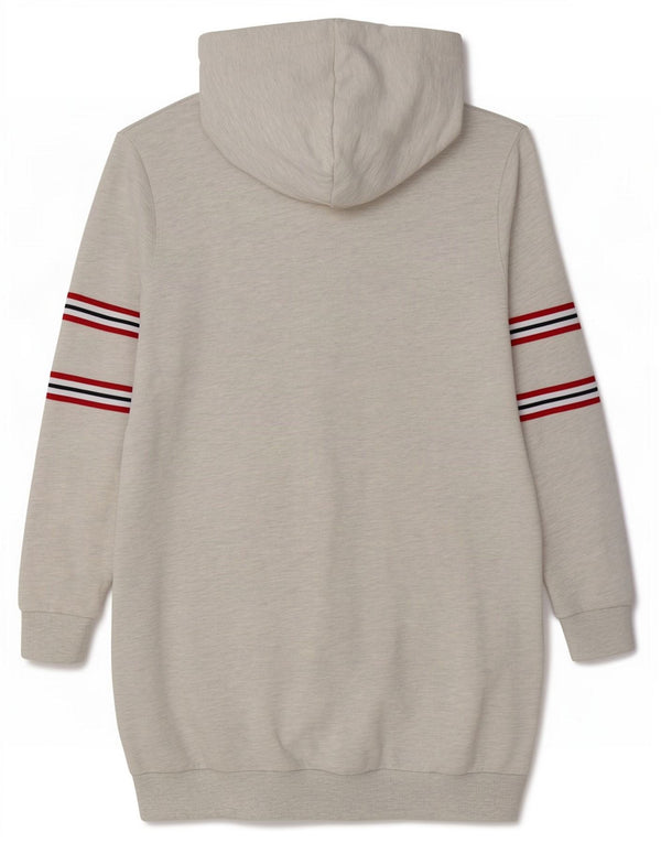 Superdry ženska grafička majica s kapuljačom UK 12 Srednje siva pamuk na pruge