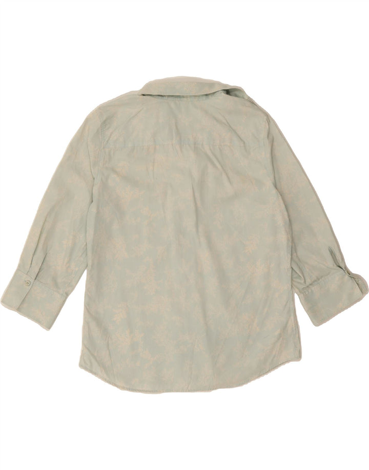 EDDIE BAUER Womens Wrinkle Resistant Shirt UK 14 Medium Blue Floral Vintage Eddie Bauer and Second-Hand Eddie Bauer from Messina Hembry 