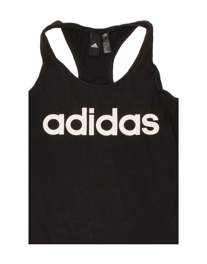 ADIDAS Womens Graphic Vest Top UK 8/10 Small Black Vintage Adidas and Second-Hand Adidas from Messina Hembry 