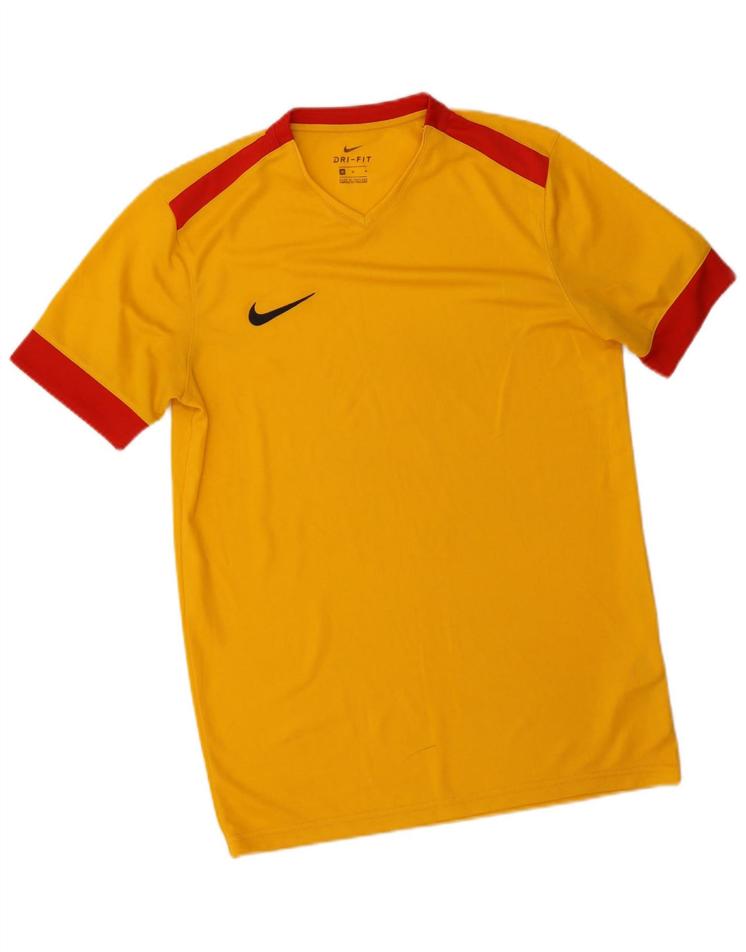 Nike Dri Fit T-Shirt Top Medium Yellow Colourblock Poliester