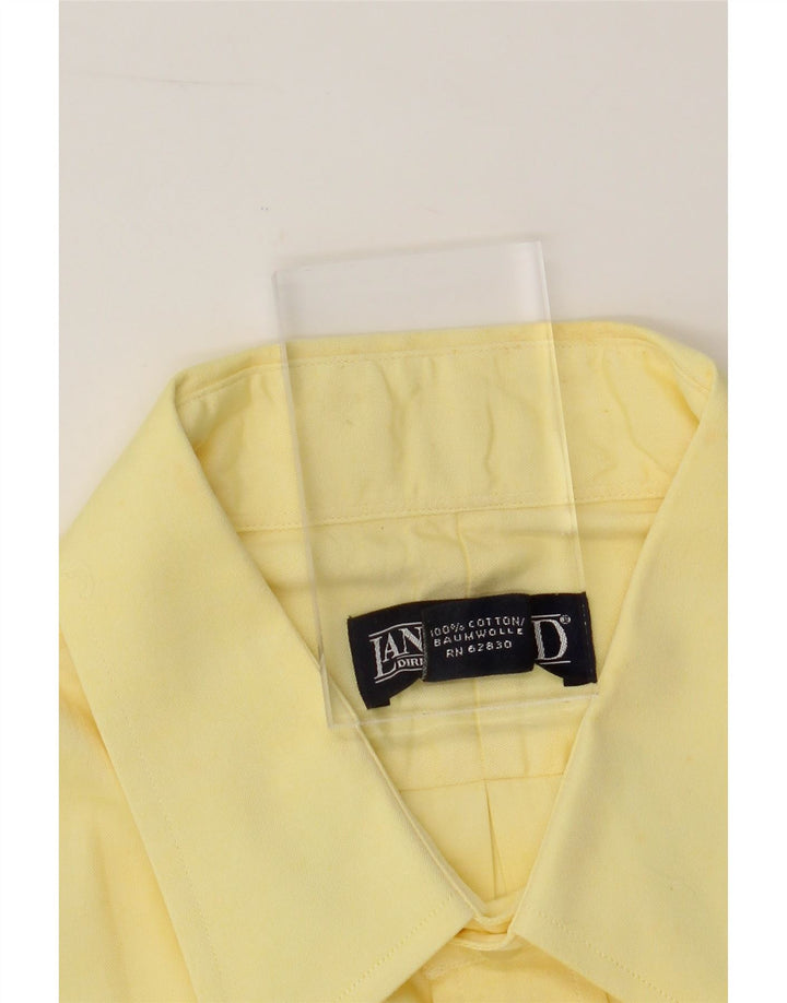 LANDS END Mens Regular Fit Shirt Size 16 Large Yellow Cotton Vintage Lands End and Second-Hand Lands End from Messina Hembry 