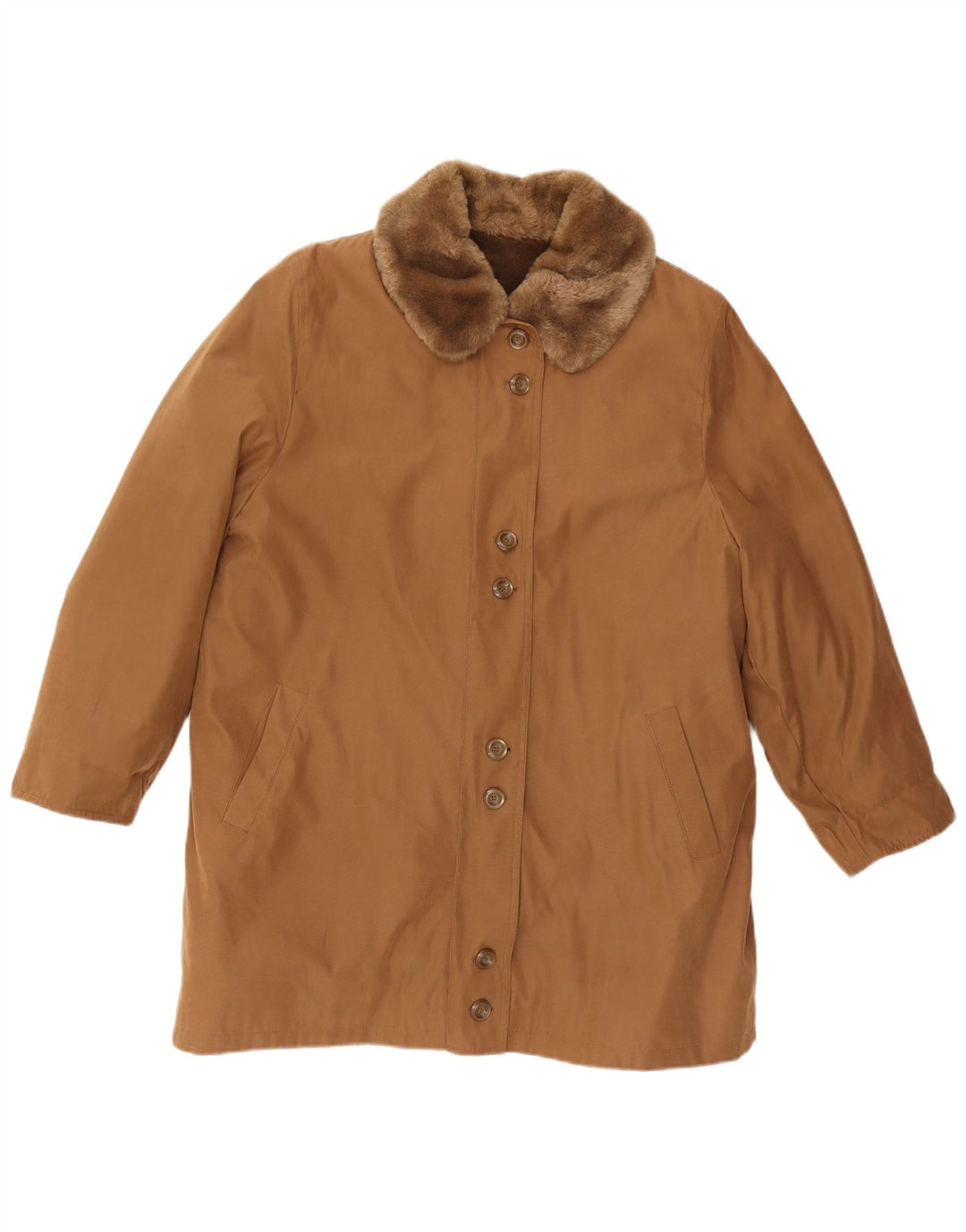 VINTAGE ženski šerpa kaput UK 16 veliki smeđi poliester