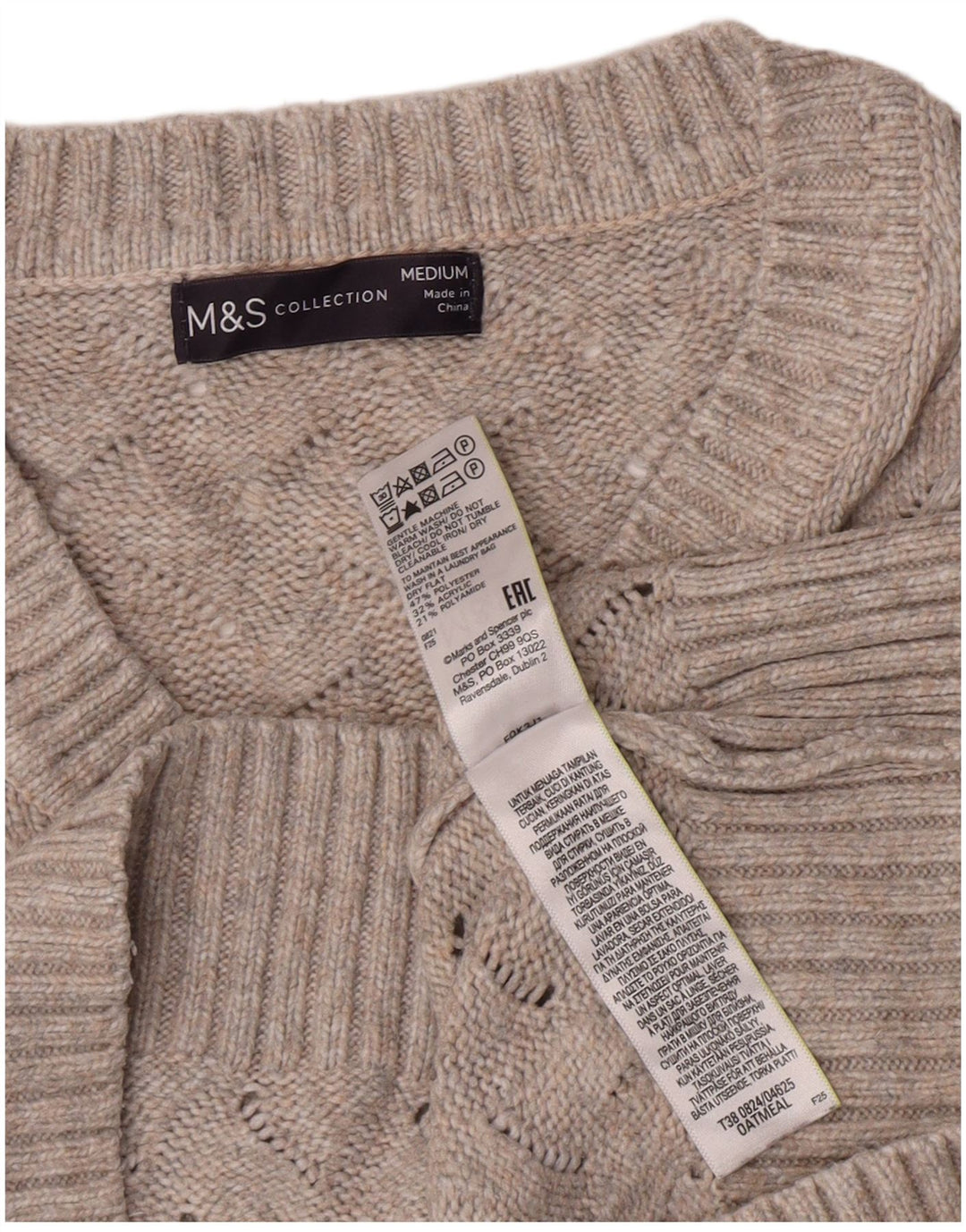 Marks & Spencer ženski kratki džemper s V-izrezom UK 14 srednje siva