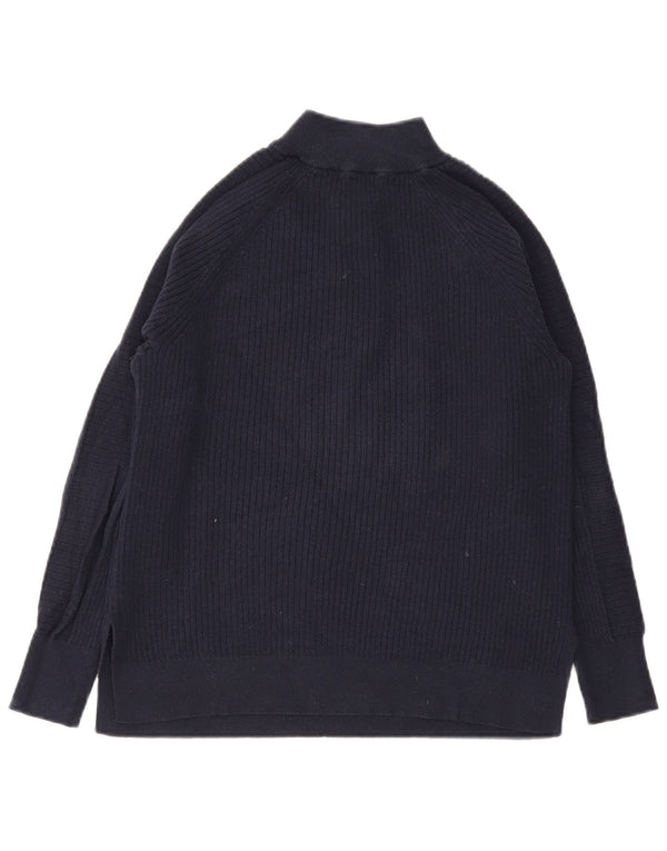 Marks & Spencer Womens Zip Neck Jumper Sweater UK 14 Medium Navy Blue