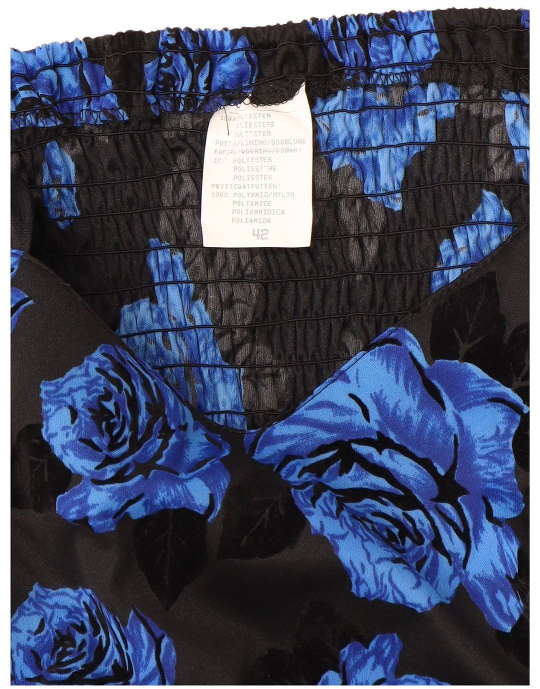 VINTAGE ženska haljina A-kroja bez rukava IT 42 Srednje plava cvjetna poliester