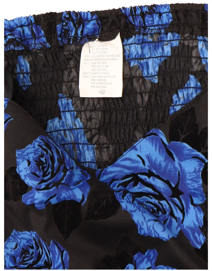 VINTAGE ženska haljina A-kroja bez rukava IT 42 Srednje plava cvjetna poliester