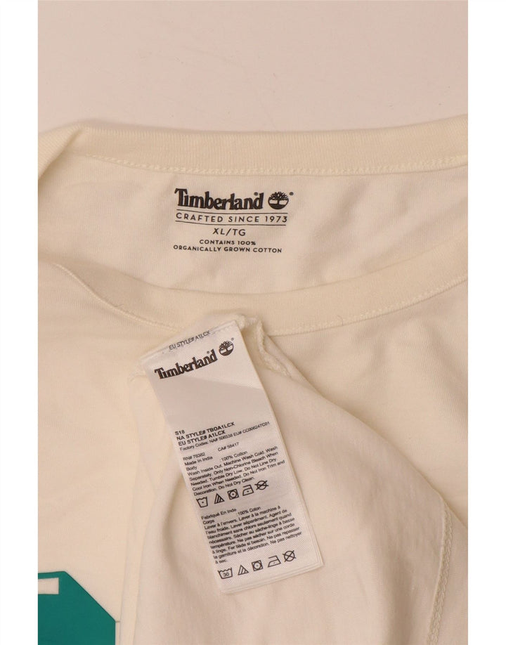 TIMBERLAND Muška majica dugih rukava s grafikama XL od bijelog pamuka