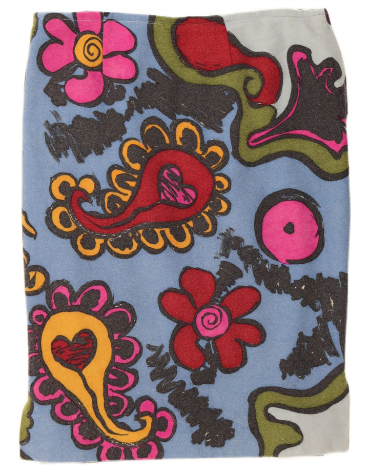 Vintage ženska ravna suknja W36 XL plava cvjetna