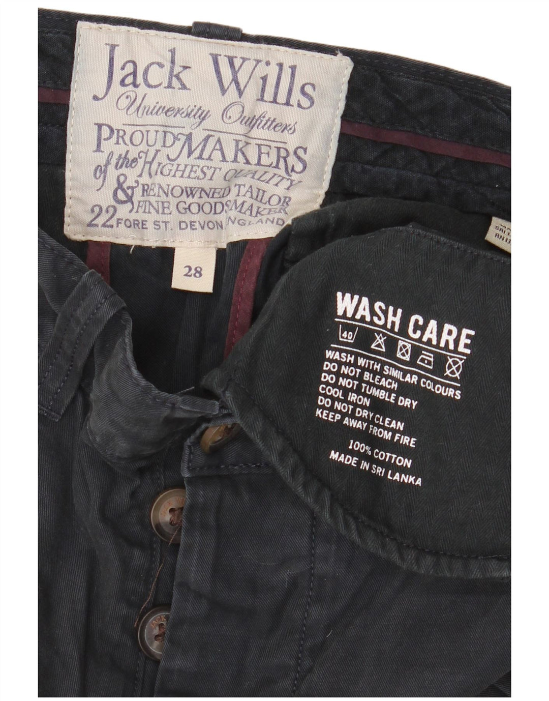 Jack Wills Ženske chino kratke hlače W28 srednje tamnoplavi pamuk