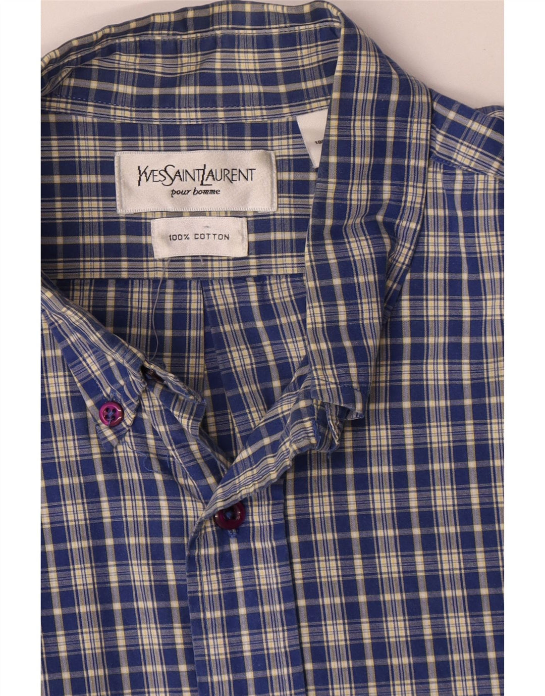 Yves Saint Laurent muška košulja, veliki plavi karirani pamuk