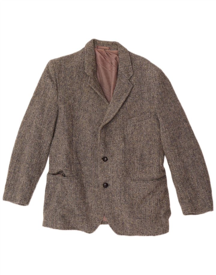 Harris Tweed muški sako sa 2 gumba UK 38 Srednje siva riblja kost vuna