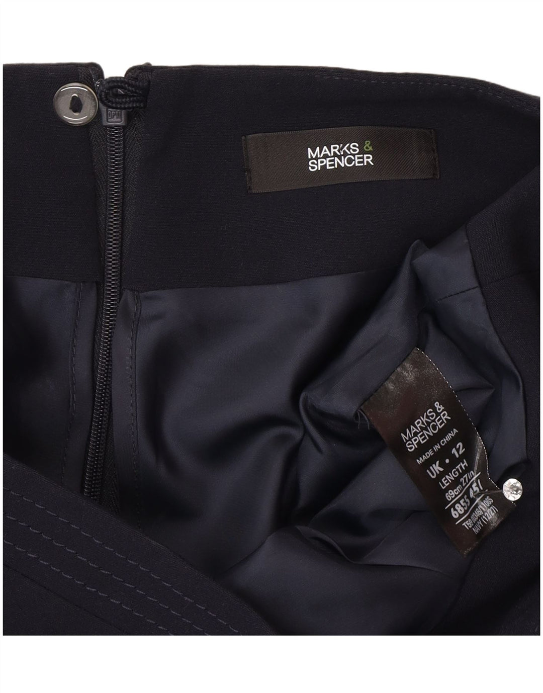 Marks & Spencer ženska pencil suknja UK 12 srednje veličine W30 tamnoplavi poliester