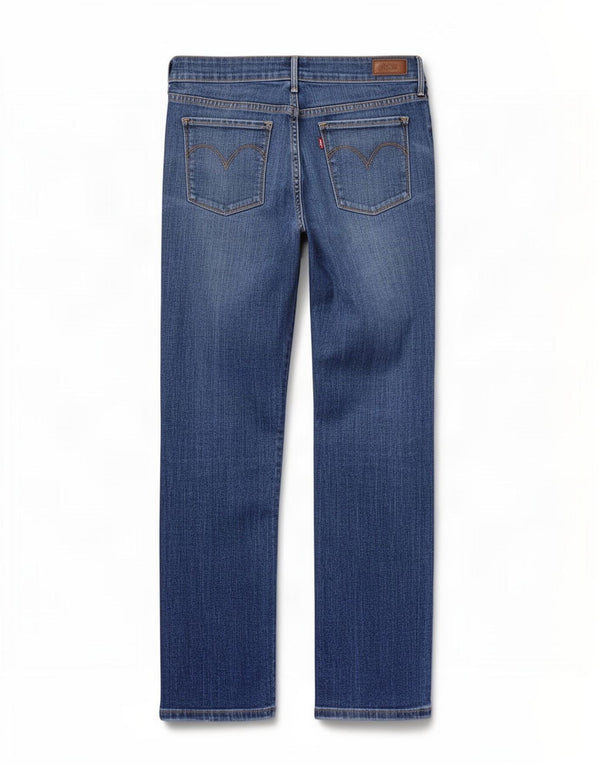 Levi's ženske ravne traperice s blagim zakrivljenjem niskog struka W30 L30 plavi pamuk