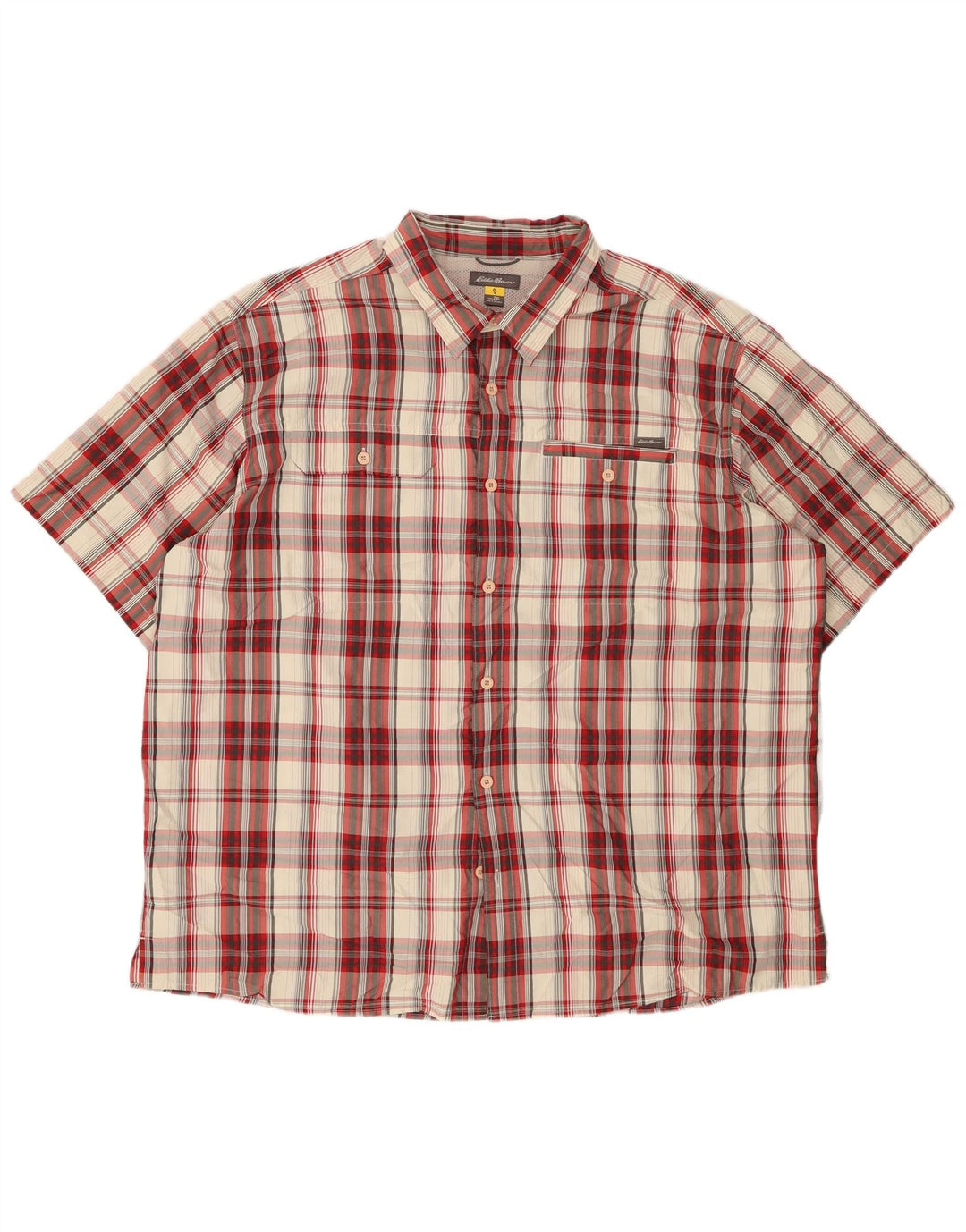 EDDIE BAUER Muška košulja kratkih rukava 2XL crveni karirani poliester