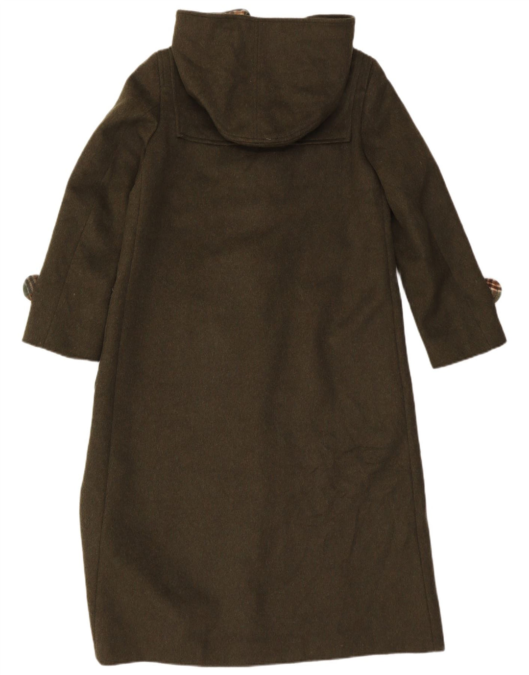 Vintage ženski duffle kaput s kapuljačom EU 40, srednja kaki vuna