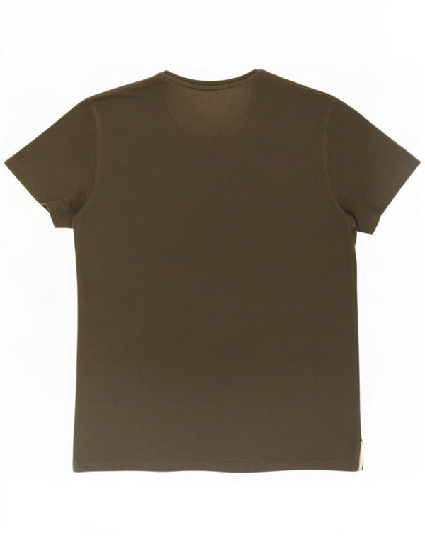 Massimo Dutti Mens Casual Fit T-Shirt Top Medium Khaki Cotton