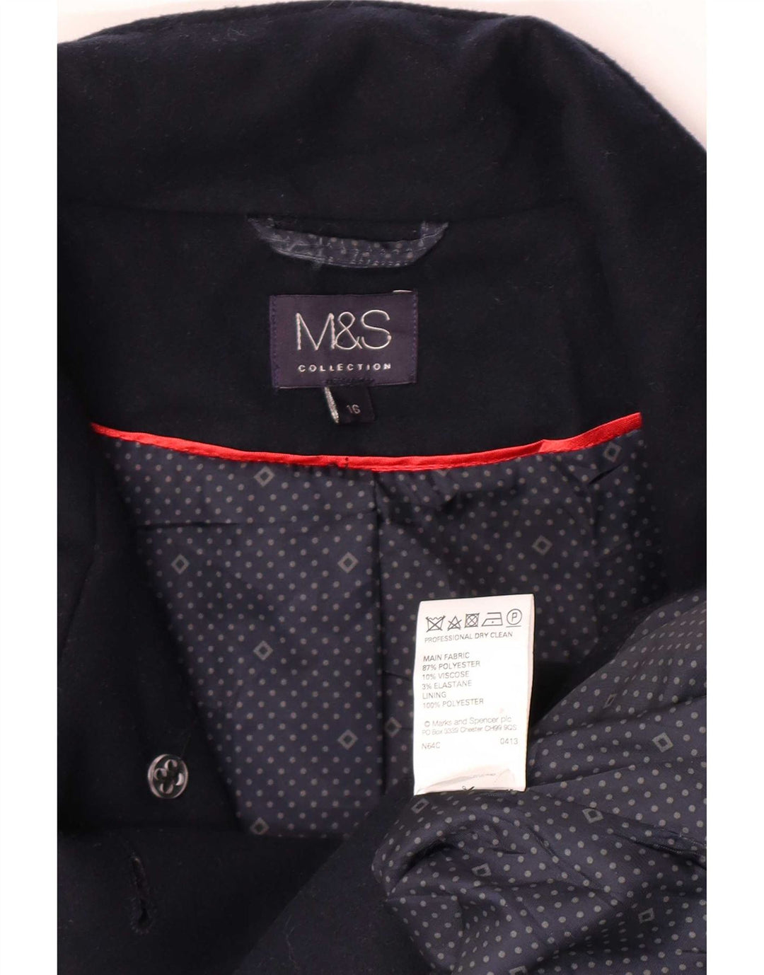 Marks & Spencer ženski trenč kaput UK 16 veliki tamnoplavi poliester