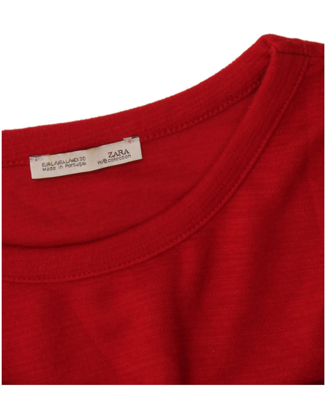 ZARA Womens 3/4 Sleeve Crop Top UK 16 Large Red