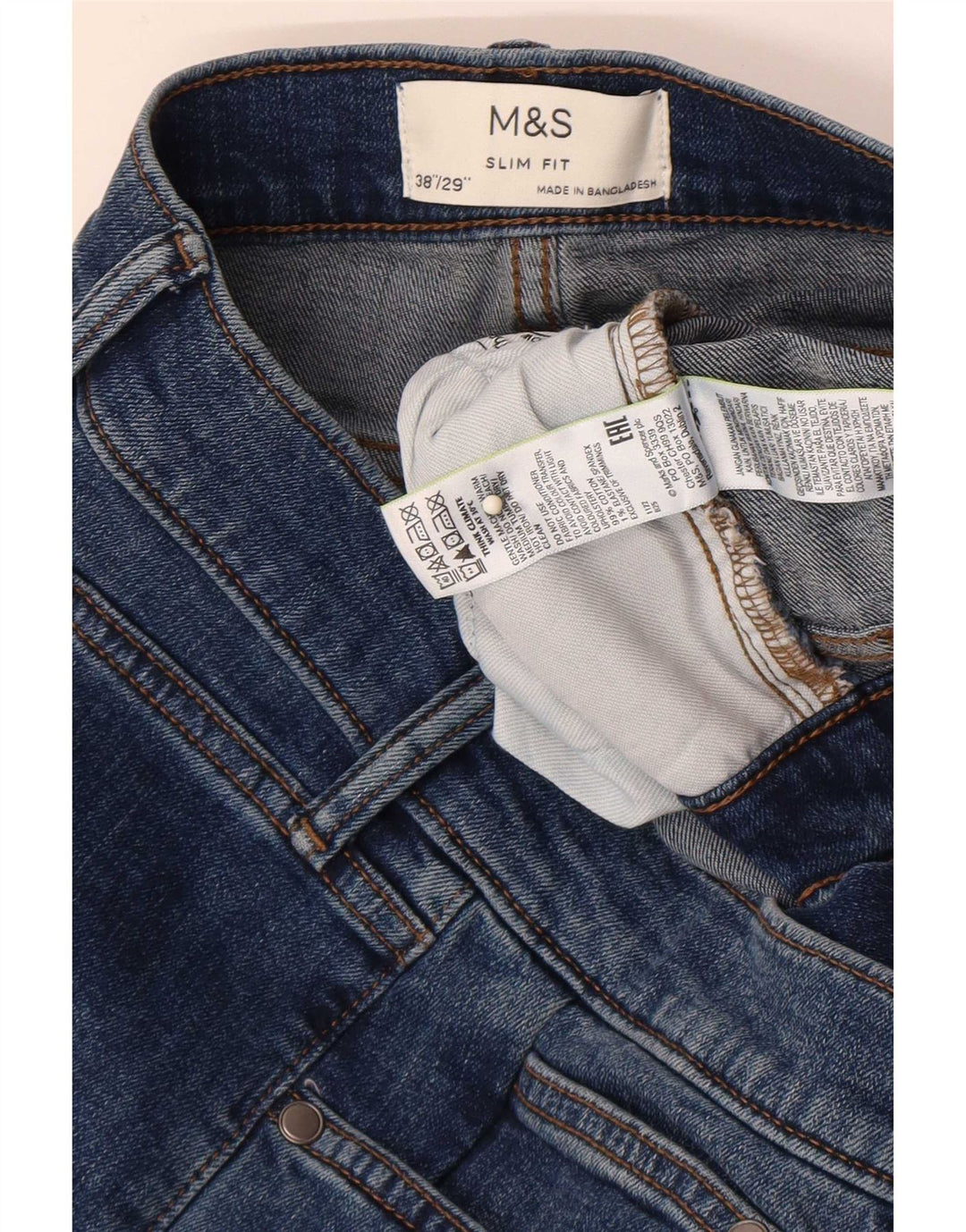 Marks & Spencer Muške uske traperice W38 L29 Plavi pamuk