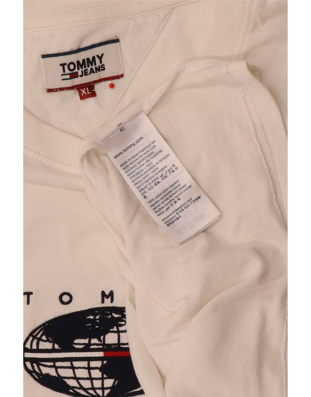 Tommy Hilfiger muška majica dugih rukava s grafikama XL bijeli pamuk