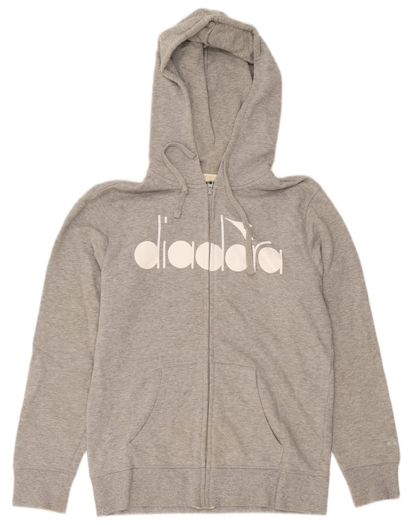 Diadora ženski džemper s kapuljačom s patentnim zatvaračem UK 16 Veliki sivi flekasti pamuk