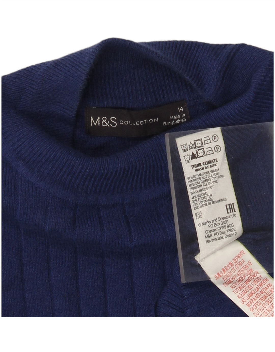 Marks & Spencer ženski džemper s kornjačičastim ovratnikom UK 14 Srednje plava