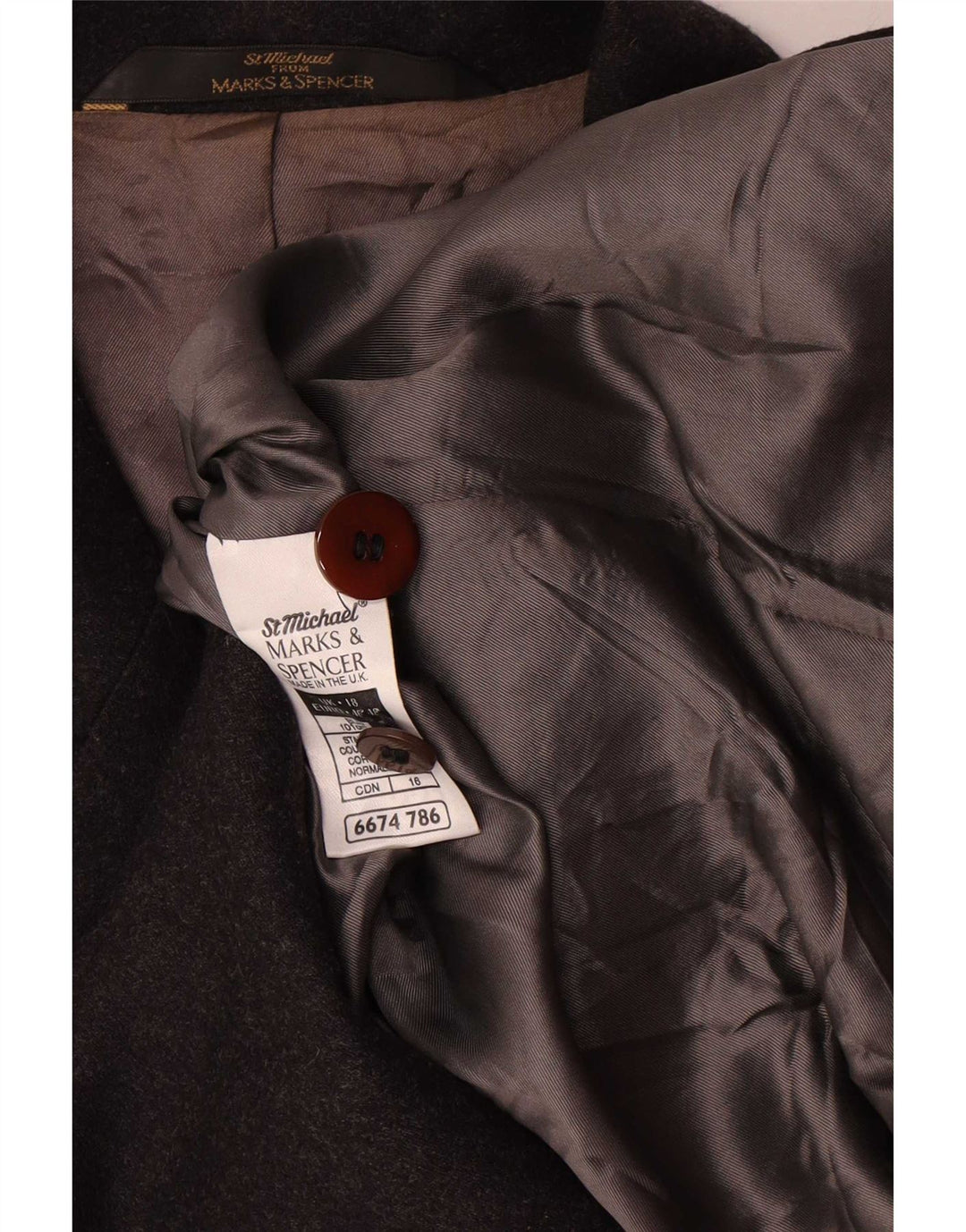 Marks & Spencer ženski sako s 5 gumba UK 18 XL siva vuna