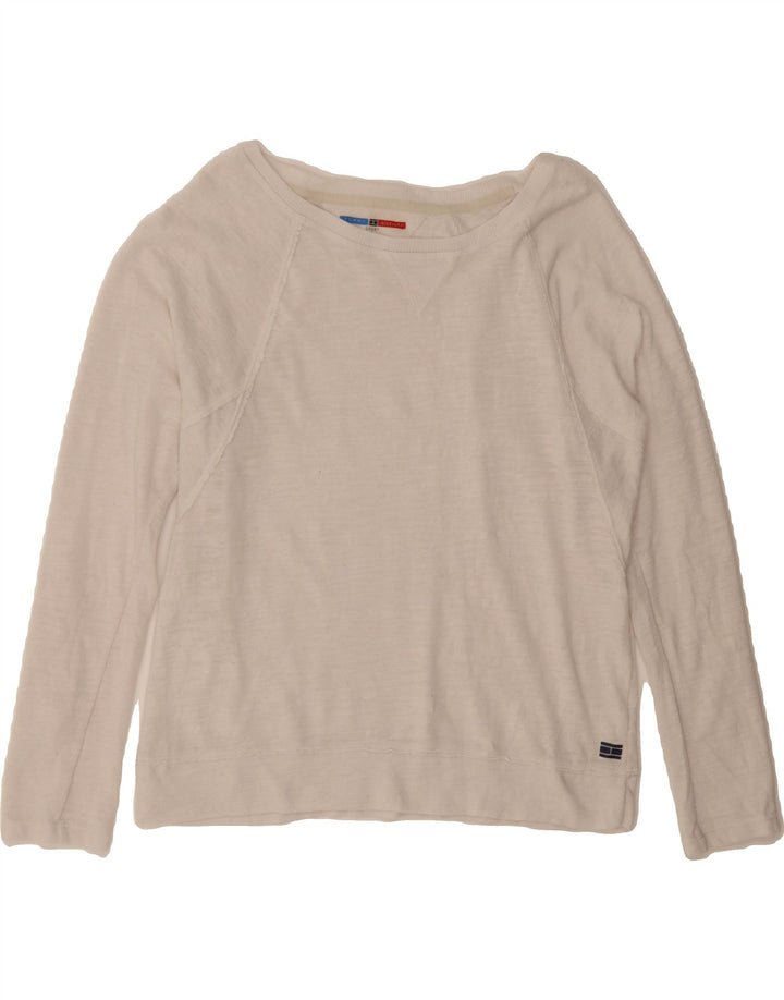 TOMMY HILFIGER Womens Top Long Sleeve UK 14 Medium Off White Vintage Tommy Hilfiger and Second-Hand Tommy Hilfiger from Messina Hembry 