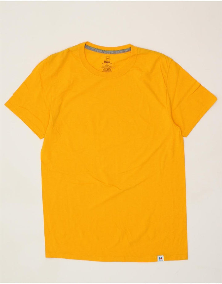 RUSSELL ATHLETIC Boys T-Shirt Top 15-16 Years Medium Yellow Vintage Russell Athletic and Second-Hand Russell Athletic from Messina Hembry 